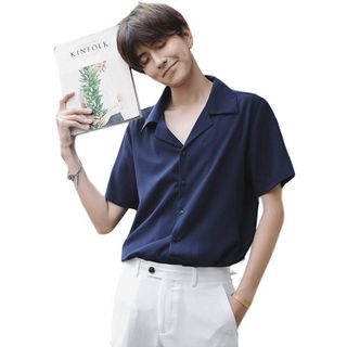 Áo sơ mi nam tay ngắn cổ vest cổ ve form Hàn Quốc trẻ trung năng động chất lụa mềm mịn mát không nhăn