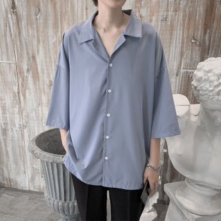Áo sơ mi nam tay ngắn cổ vest cổ ve form Hàn Quốc trẻ trung năng động chất lụa mềm mịn mát không nhăn