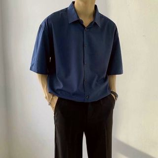 Áo sơ mi nam tay ngắn form rộng cổ bẻ trẻ trung năng động chất lụa mềm mịn mặc mát không nhăn