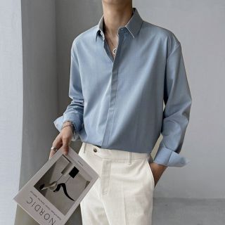 Áo sơ mi nam form rộng dài tay Giấu Nút trẻ trung sang trọng thanh lịch chất lụa mềm mịn mát không nhăn