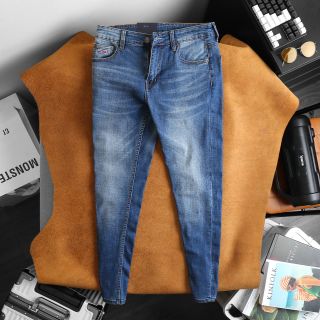 quần jean dài chất jean co giản dày dặn xịn sò fom slim fit size 29 ống 15cm, jean đã qua xử lý wash mền mịn mặc thoải mái size từ 55kg - 90kg