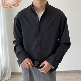 Áo sơ mi cổ tàu cổ trụ nam tay dài form rộng trẻ trung năng động chất lụa mềm mịn mát không nhăn