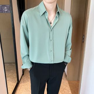 Áo sơ mi nam form rộng tay dài nhiều màu form Hàn Quốc trẻ trung năng động chất lụa mềm mịn mát không nhăn