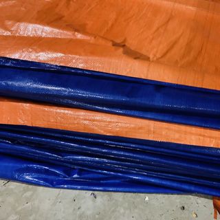 Bạt xây dựng xanh/cam (bạt che công trình, bạt che nắng, bạt che ngoài trời) bạt 2 da màu xanh/cam, KHỔ: 4mX50m