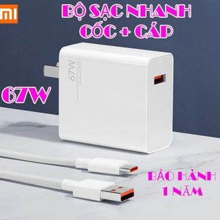 BỘ SẠC NHANH XIAOMI 67W - CỐC + CĂP TYPE C - FULL BOX