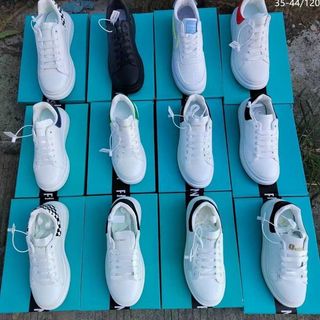 Gày Sneaker nam nữ màu trắng phối màu viền gót S2379