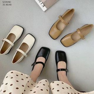 Giày búp bê nữ mũi vuông chất da mềm có quai ngang S2392