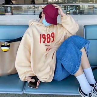 Áo hoodie tay phồng in 1989 thun form dưới 70kg