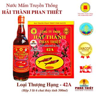 Nước Mắm Cá Cơm Truyền Thống Hải Thành Phan Thiết 42A Nước mắm cá cơm nguyên chất không Ure gây hại, chất bảo quản, cao đạm cá cơm thuần tự nhiên, ưa dùng khẩu vị người Việt. Sản phẩm đã được chứng nhận an toàn, tốt cho sức khỏe HACCP giá sỉ