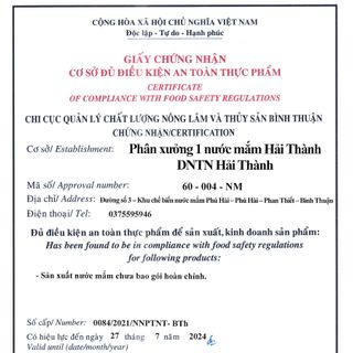 Nước Mắm Cá Cơm Truyền Thống Hải Thành Phan Thiết 42A Nước mắm cá cơm nguyên chất không Ure gây hại, chất bảo quản, cao đạm cá cơm thuần tự nhiên, ưa dùng khẩu vị người Việt. Sản phẩm đã được chứng nhận an toàn, tốt cho sức khỏe HACCP