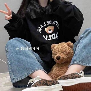 Áo hoodie tay phồng in ADLV form dưới 70kg đẹp