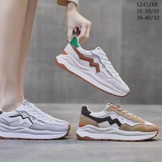 Giày thể thao nữ chất da mềm phối vải thoáng khí S2432