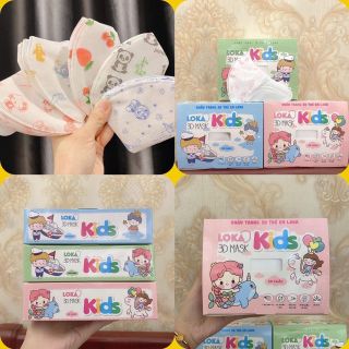 [Freeship] Hộp 50 Chiếc Khẩu Trang Kháng Khuẩn Trẻ Em 3D Kid Mask Diệu Linh/Loka Hoạ Tiết Cho Bé Từ 3 đến 8Tuổi