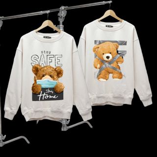 Áo sweater nam vải nỉ form bigsize 90kg - 120kg - in gấu