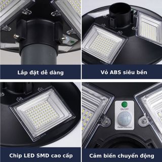 Đèn năng lượng mặt trời sân vườn, công viên UFO 3E công suất 200W 5 bóng đèn cảm biến chuyển động điều khiển từ xa