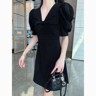 ĐẦM XÒE NƠ ĐEN TAY PHỒNG – DT1661