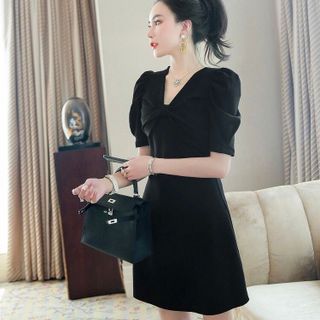 ĐẦM XÒE NƠ ĐEN TAY PHỒNG – DT1661