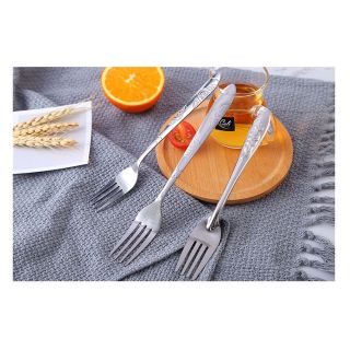 Dĩa ăn hoa quả INOX có hoa văn