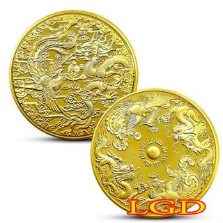 Đồng xu vàng long phụng sum vầy quà tặng tết 2023 may mắn