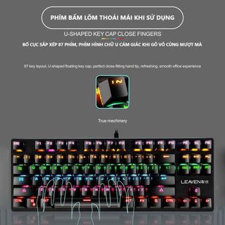 Bàn Phím Cơ Gaming K2 Pro Cho Máy Tính, Bàn Phím Chơi Game Có Dây 87 Phím Nút Bấm Êm Có Led RGB Đổi 10 Chế Độ Màu