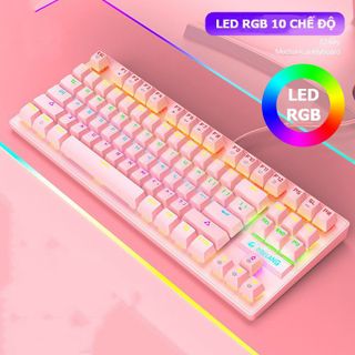 Bàn Phím Cơ Gaming K2 Pro Cho Máy Tính, Bàn Phím Chơi Game Có Dây 87 Phím Nút Bấm Êm Có Led RGB Đổi 10 Chế Độ Màu