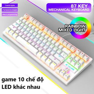 Bàn Phím Cơ Gaming K2 Pro Cho Máy Tính, Bàn Phím Chơi Game Có Dây 87 Phím Nút Bấm Êm Có Led RGB Đổi 10 Chế Độ Màu