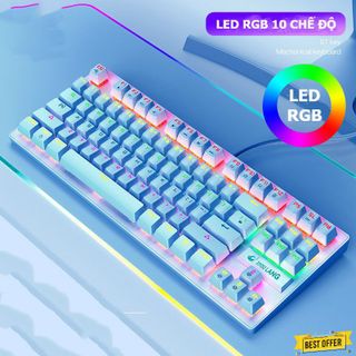 Bàn Phím Cơ Gaming K2 Pro Cho Máy Tính, Bàn Phím Chơi Game Có Dây 87 Phím Nút Bấm Êm Có Led RGB Đổi 10 Chế Độ Màu