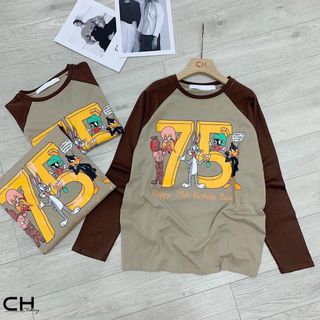 ÁO COTTON TAY DÀI PHỐI TAY CỔ TRÒN
