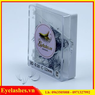 Lông Mi Fan Sẵn 3D Xuất Khẩu - Chân Keo Nhỏ, Xòe Đều - Hộp 500 Fan