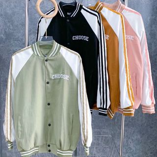 Áo khoác da lộn bóng chày thêu CHOOSE form 70kg