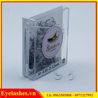 Lông Mi Fan Sẵn 3D Xuất Khẩu - Chân Keo Nhỏ, Xòe Đều - Hộp 500 Fan