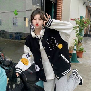 Áo khoác bomber logo R form to vải mịn