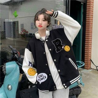 Áo khoác bomber logo R form to vải mịn