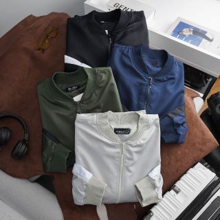 (bigsize) Áo khoác nam vải dù bomber form bigsize 90kg - 130kg - có sọc tay