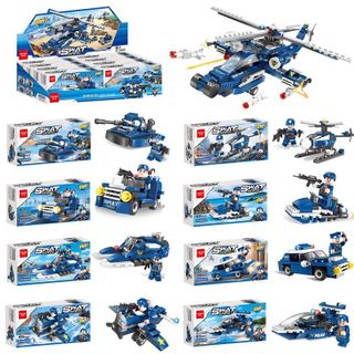 [8 trong 1] Bộ xếp hình lego lắp ghép siêu máy bay trực thăng cảnh sát SWAT (Tổng 514 miếng ghép)