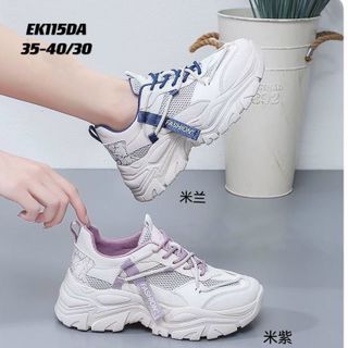 Giày thể thao đế độn chất da mềm phối vải thoáng khí EK115