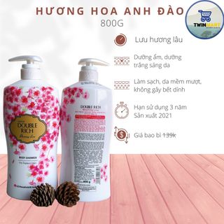 DATE 2024 - 800ml Sữa Tắm Hương Hoa Double Rich Body Shower - Hàn Quốc - hương Hoa Anh Đào
