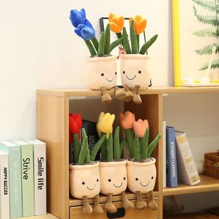 Chậu Hoa Tulip Mặt Cười Decor Xinh