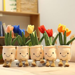 Chậu Hoa Tulip Mặt Cười Decor Xinh