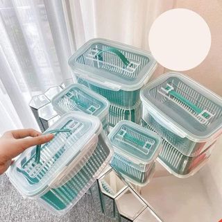 Set 5 hộp kèm rổ đựng đồ để tủ lạnh giá sỉ