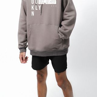 Áo hoodie BB - Boiz nam size lớn, bigsize 90kg - 130kg - xám in chữ