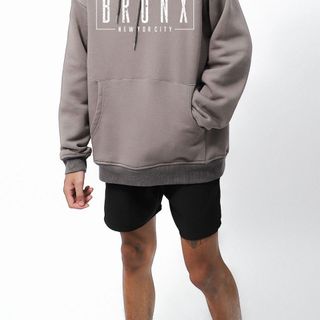 Áo hoodie BB - Boiz nam size lớn, bigsize 90kg - 130kg - xám in chữ