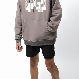 Áo hoodie BB - Boiz nam size lớn, bigsize 90kg - 130kg - xám in chữ