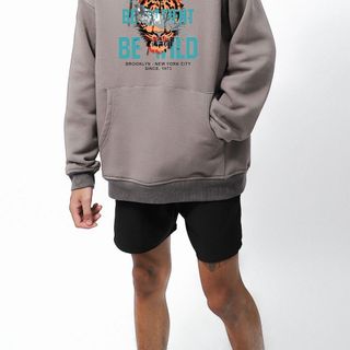 Áo hoodie BB - Boiz nam size lớn, bigsize 90kg - 130kg - xám in chữ