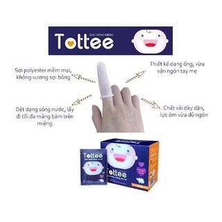 Gạc rơ lưỡi Tottee làm sạch răng miệng cho bé (Hộp 30 gói)