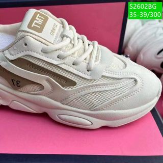 Giày thể thao nữ chất da mềm phối vải thoáng khí cá tính S2602