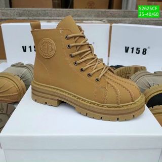 Giày Bốt Nữ Buộc Dây Đế Răng