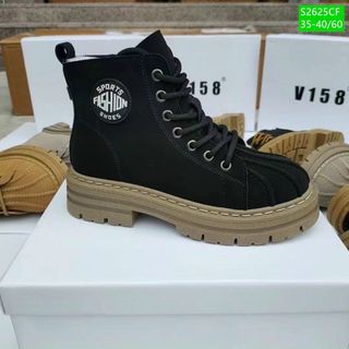 Giày Bốt Nữ Buộc Dây Đế Răng