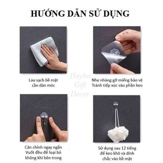 Giá sỉ 1k Móc treo đồ gắn tường trong suốt siêu cường 6x6cm, móc dán tường 3d hình hoa may mắn