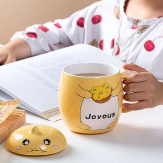 Cốc sứ có nắp dễ thương tặng kèm thìa, làm quà tặng decor 450ml, Hayhodecor